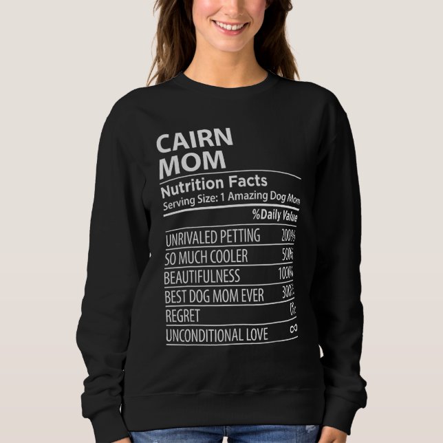 Sudadera Cairn Mom Nutrition Facts  Cairn Dog Owner (Anverso)