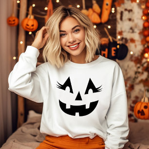 Sudadera Calabaza Cara de Jack O Lantern Femenina Halloween