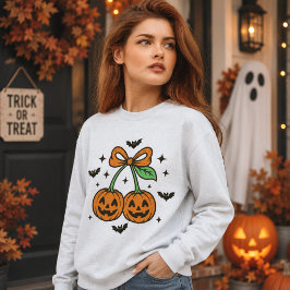 Sudadera Calabaza Cerezas Lazo Murciélagos Gráficos de Hall