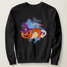 Sudadera Calabaza de Brujas y Calavera, Fantasía Halloween