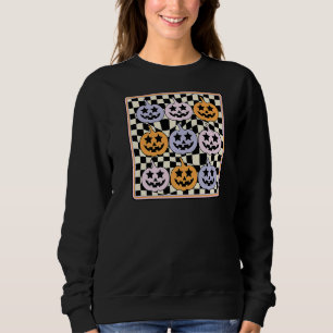 Sudadera Calabaza de calabaza asustada contrastada y retro