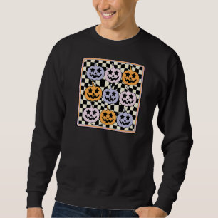 Sudadera Calabaza de calabaza asustada contrastada y retro 