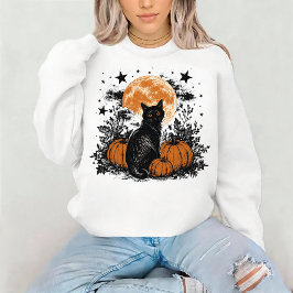 Sudadera Calabaza de gato negro Halloween