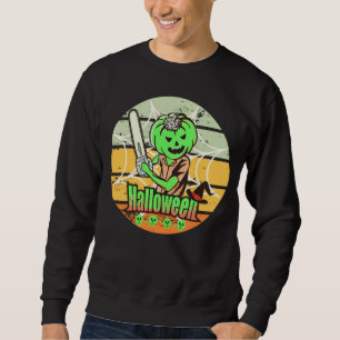 SUDADERA CALABAZA DE HALLOWEEN ANTIGUA CON MOTOSIERRA Y CAL