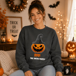 Sudadera Calabaza de Halloween “¡BOO!” – Nombre Personaliza