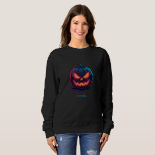Sudadera Calabaza de Halloween Cyberpunk Neon
