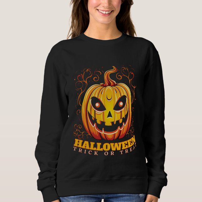 Sudadera Calabaza de Halloween de Jack-O-Lantern (Anverso)