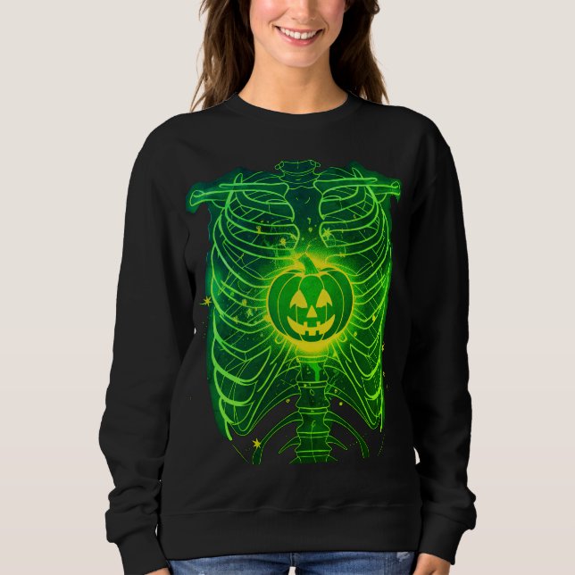Sudadera Calabaza de la cinta de esqueleto Glow Halloween S (Anverso)