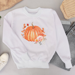 Sudadera Calabaza en acuarela y florales de otoño