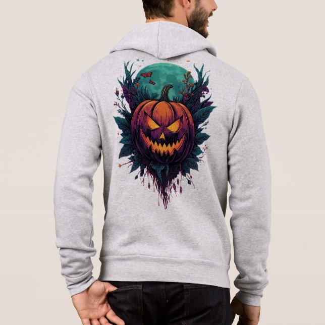 Sudadera Calabaza espeluznante bajo la luna llena (Reverso)