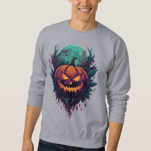 Sudadera Calabaza espeluznante bajo la luna llena (Anverso)