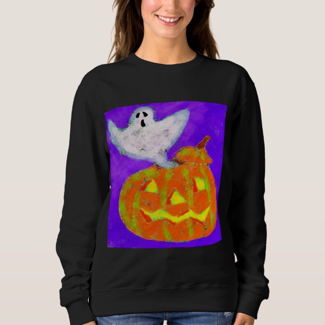 Sudadera Calabaza fantasma resume arte de Halloween para us (Anverso)
