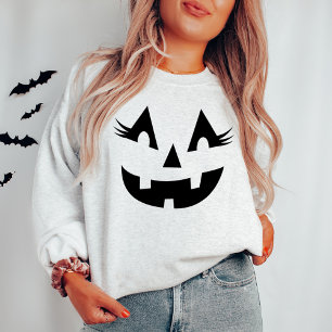 Sudadera Calabaza Jack O Lantern Gris Ceniza Femenina de Ha