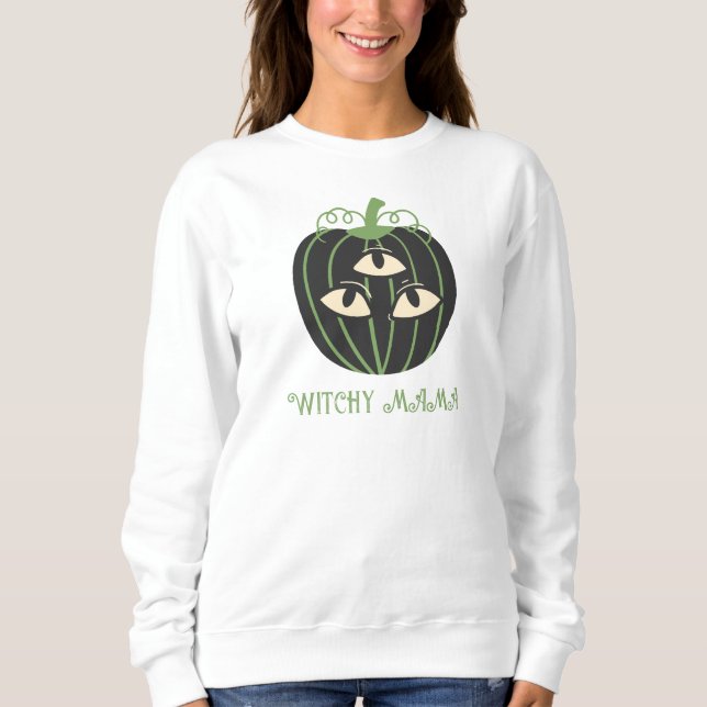 Sudadera Calabaza moderna de tres ojos Halloween para mamá (Anverso)