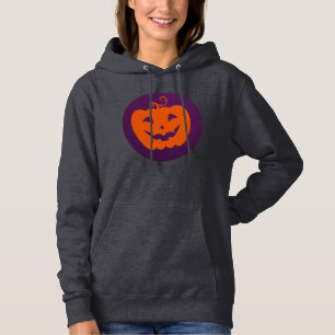 Sudadera Calabaza Naranja de Halloween en fondo morado