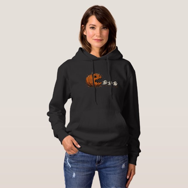 Sudadera "Calabaza persiguiendo fantasmas" Halloween Hoodie (Anverso completo)