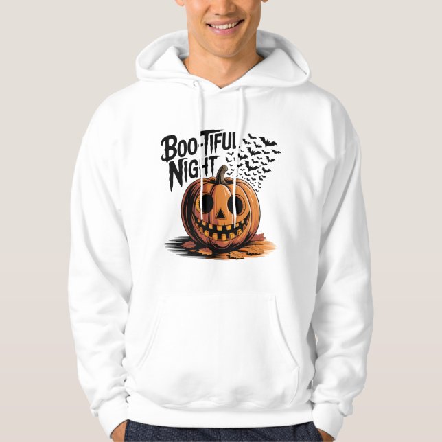 Sudadera Calabaza sonriente con diseño de hojas caídas (Anverso)