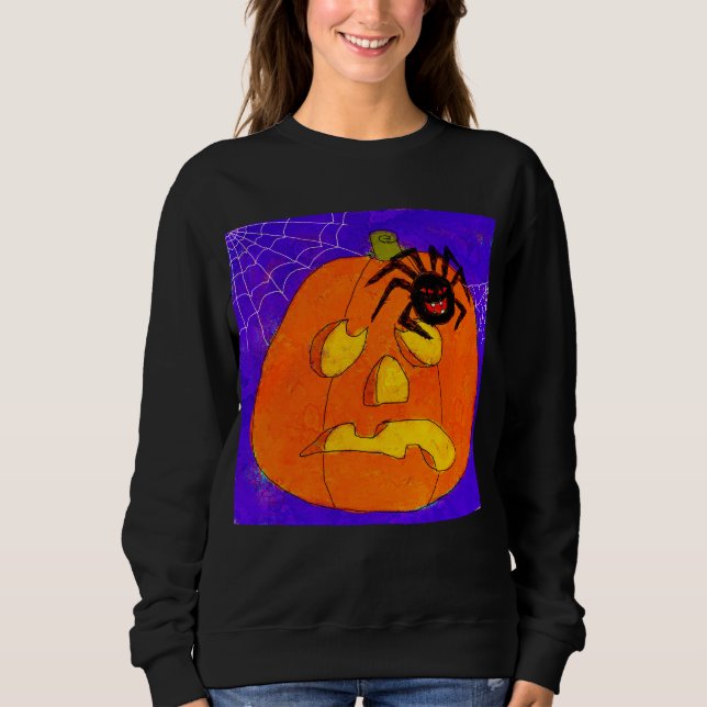 Sudadera Calabaza y araña Resumen Arte de Halloween (Anverso)