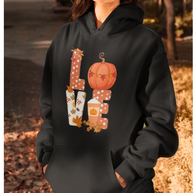 Sudadera Calabazas de amor, hojas de otoño y calabaza (Subido por el creador)