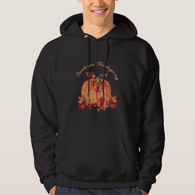 Sudadera Calabazas Naranjas de Otoño de Madera Rústica Hoja (Anverso)