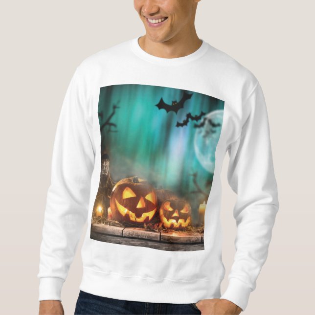 Sudadera Calabazas y murciélagos de Halloween (Anverso)