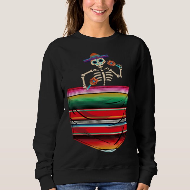 Sudadera Calaca Blanket Pocket Serape Mexican Cinco De Mayo (Anverso)