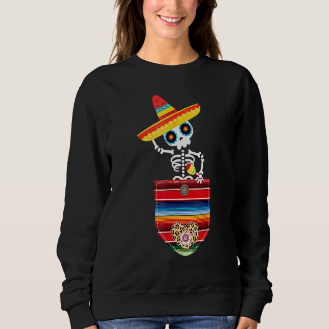 Sudadera Calaca Blanket Pocket Serape regalo mexicano Cinco (Anverso)