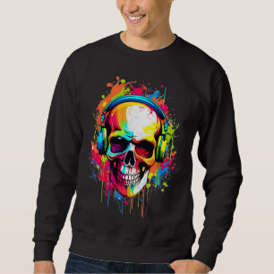 Sudadera Calavera colorida con auriculares