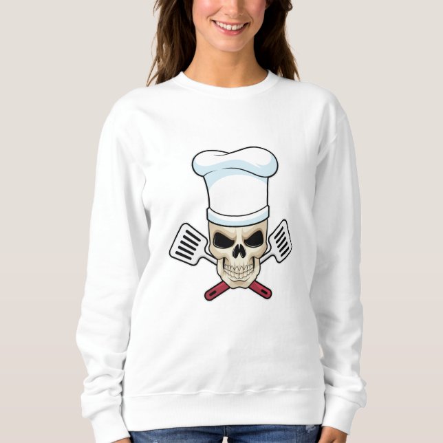 Sudadera Calavera como cocinar con un gorra de cocina (Anverso)