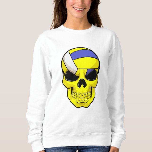 Sudadera Calavera como jugador de voleibol con voleibol (Anverso)