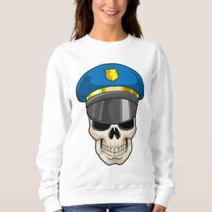 Sudadera Calavera como oficial de policía con gorra de poli