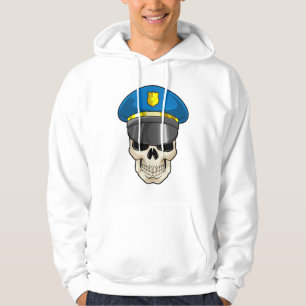 Sudadera Calavera como oficial de policía con gorra de poli
