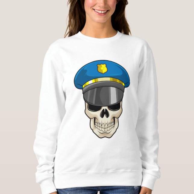 Sudadera Calavera como oficial de policía con gorra de poli (Anverso)