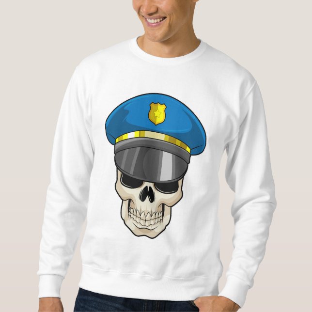 Sudadera Calavera como oficial de policía con gorra de poli (Anverso)