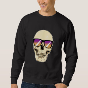 Sudadera Calavera con gafas de sol con Le morado y Naranja