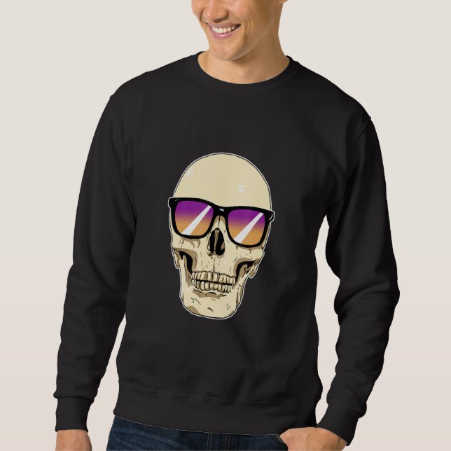 Sudadera Calavera con gafas de sol con Le morado y Naranja (Anverso)