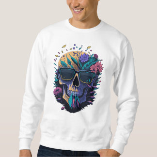 Sudadera Calavera con gafas de sol y flores