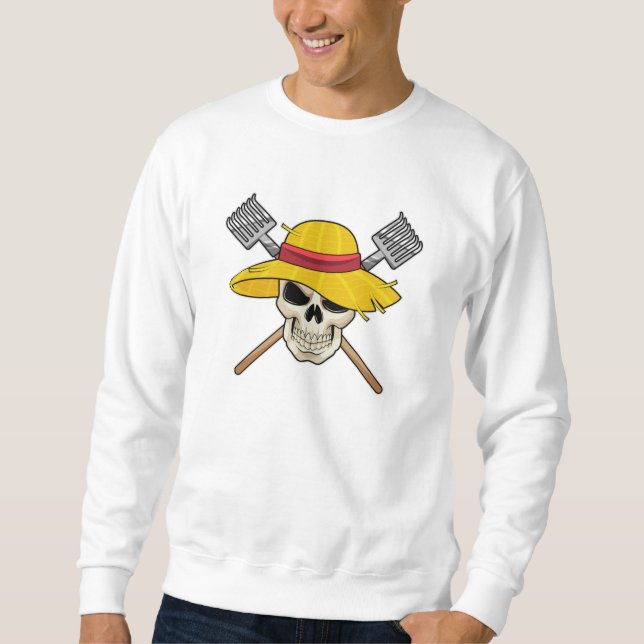 Sudadera Calavera con Gorra como granjero con torta (Anverso)