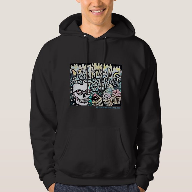 Sudadera Calavera con pasteles, estilo graffiti (Anverso)