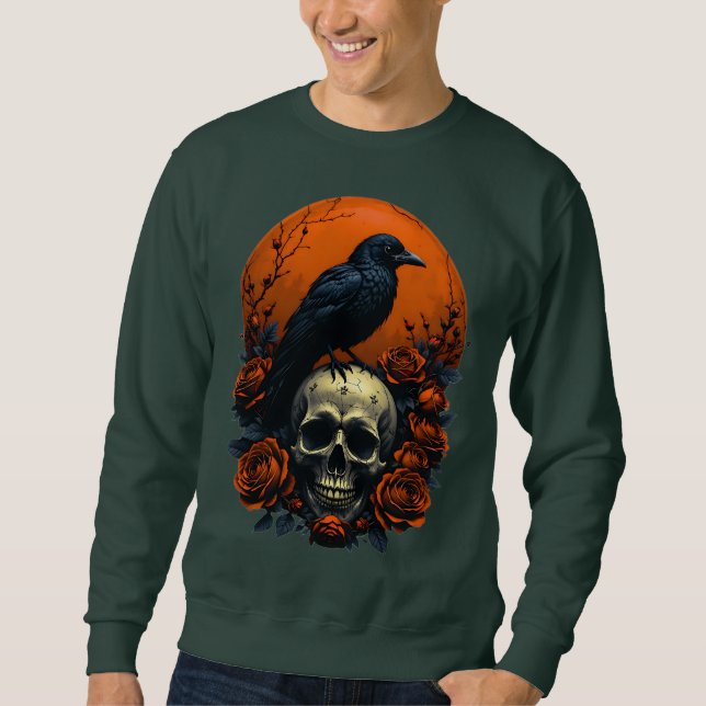 Sudadera Calavera con Rosas y camiseta gótica con cuerdas (Anverso)