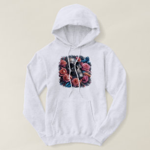 Sudadera Calavera con Rosas y pájaro azul