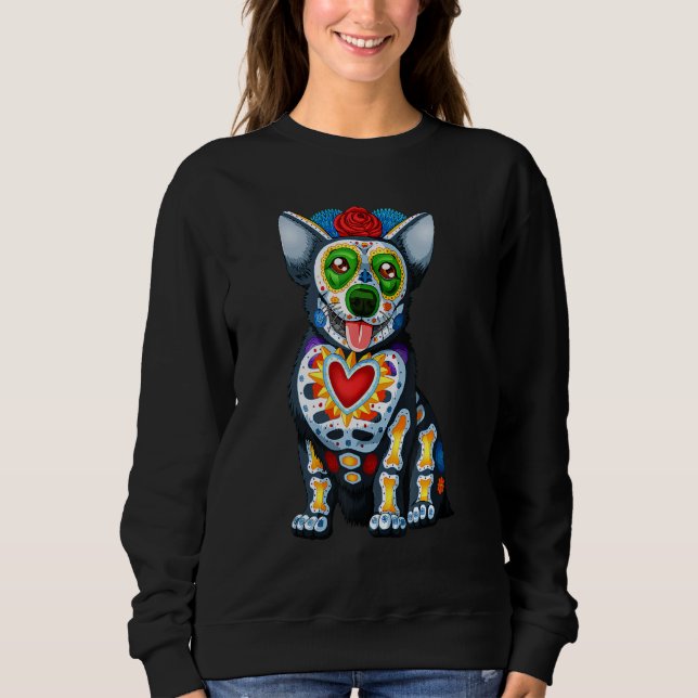 Sudadera Calavera De Azúcar De Perro Día De Los Muertos (Anverso)