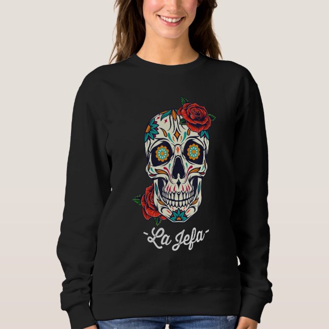 Sudadera Calavera de azúcar floral de La Jefa De Los Muerto (Anverso)