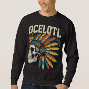 Sudadera Calavera de guerrero azteca con cabezal de plumas