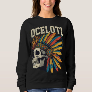 Sudadera Calavera de guerrero azteca con cabezal de plumas 