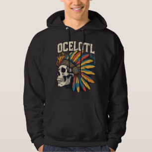Sudadera Calavera de guerrero azteca con cabezal de plumas