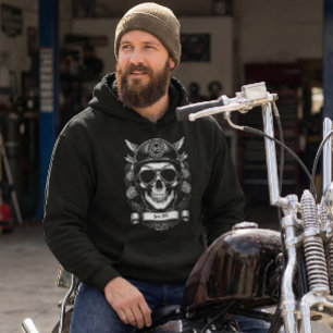Sudadera Calavera de motociclista personalizada a doble car