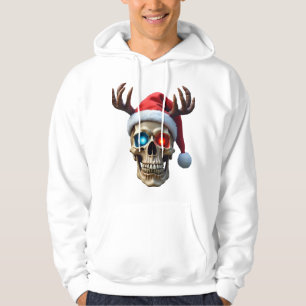 Sudadera Calavera de Navidad con sombrero de Santa y cuerno