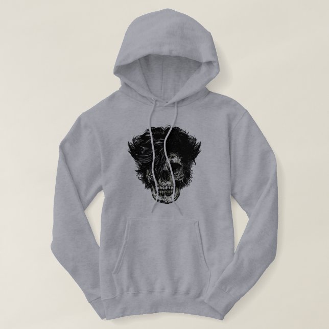 Sudadera Calavera de rockstar con pelo salvaje (Diseño del anverso)
