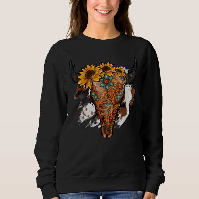 Sudadera Calavera De Toro De Cuero Instrumentado Occidental (Anverso)